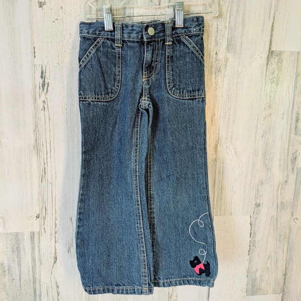 GYMBOREE Scottie Dog Boot Cutt Distressed Blue Jeans Girls Size 4